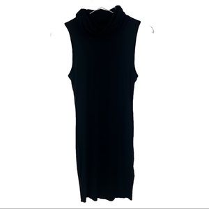 Alice & Olivia Viscose Stretch Black Turtleneck Sleeveless Dress